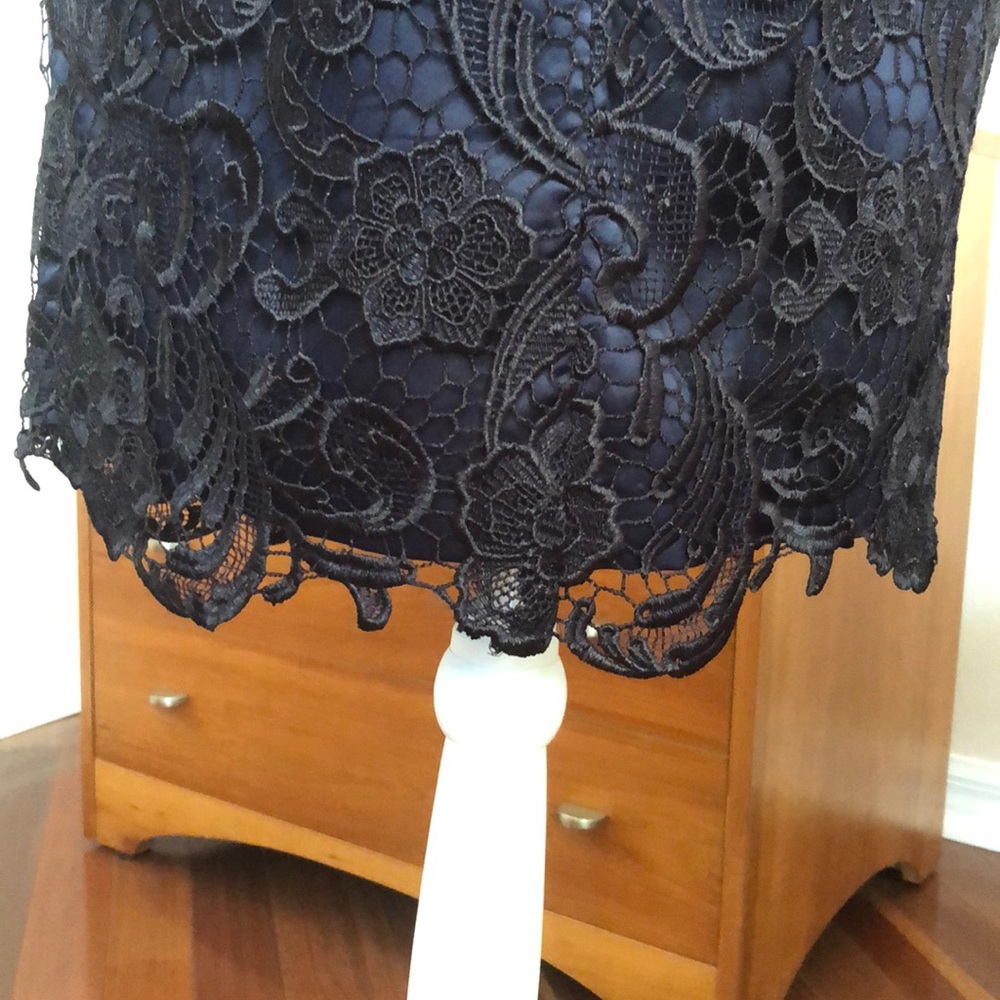Adrianna Pappel Navy Blue Lace Dinner Dress SZ 4 - Picture 4 of 8